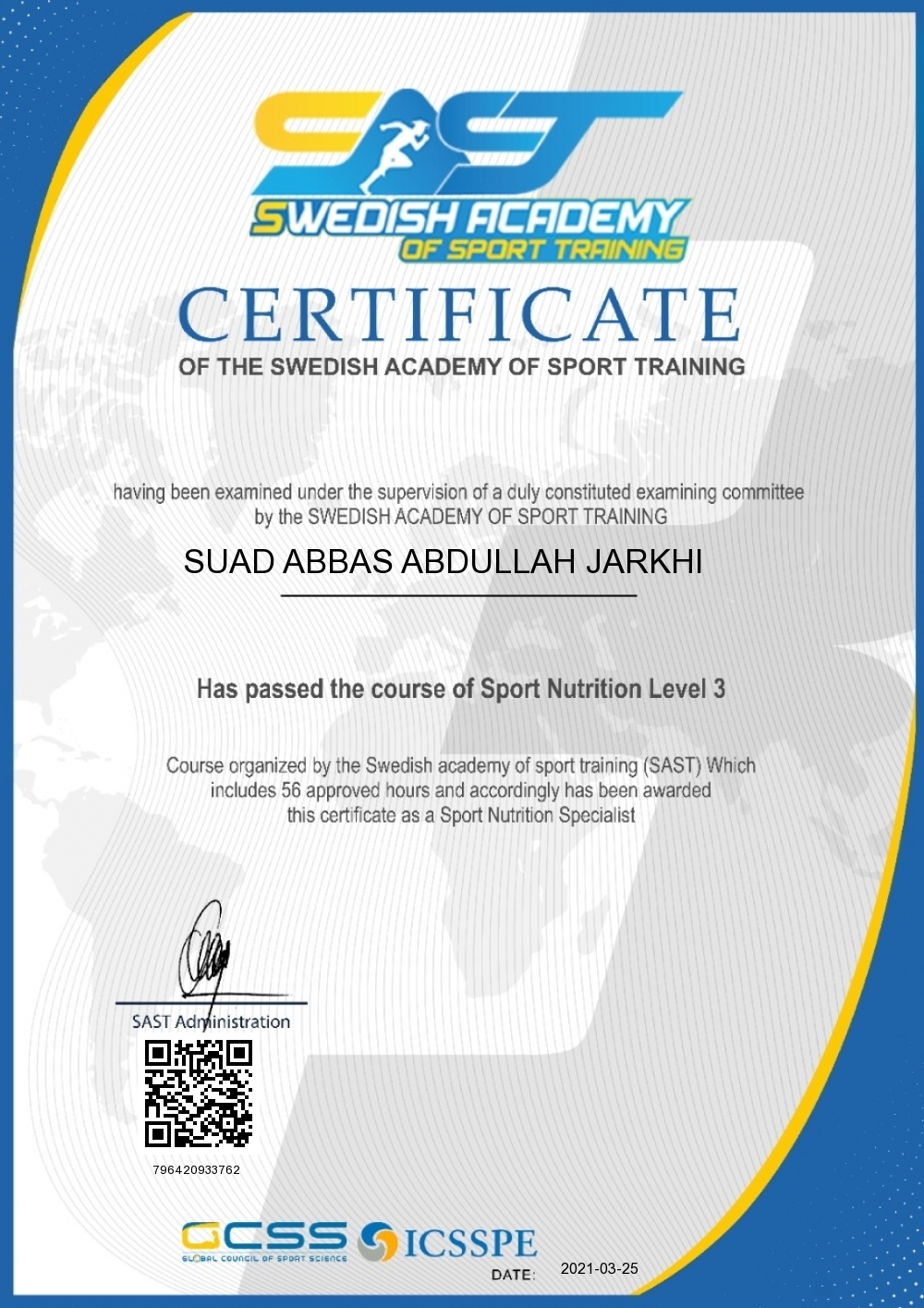 SUAD ABBAS ABDULLAH JARKHI